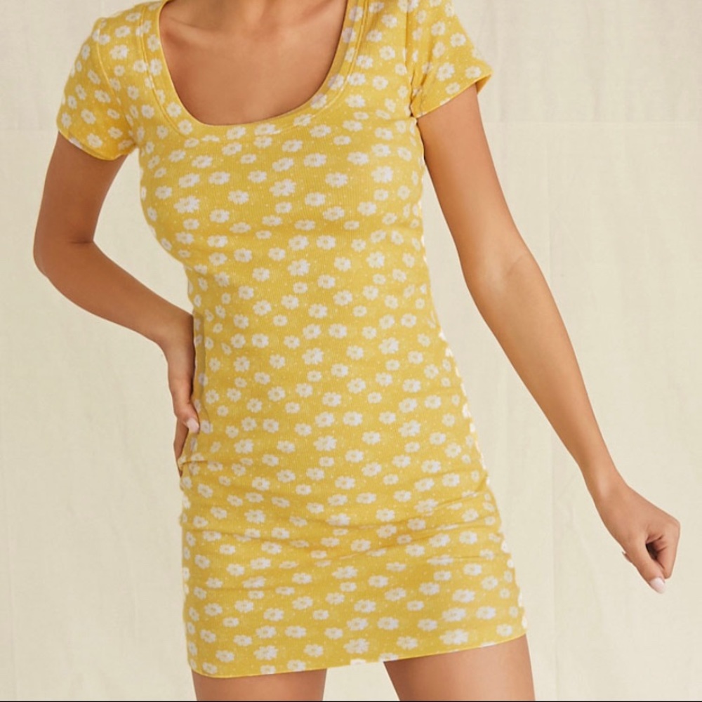 Yellow Flower Bodycon Dress